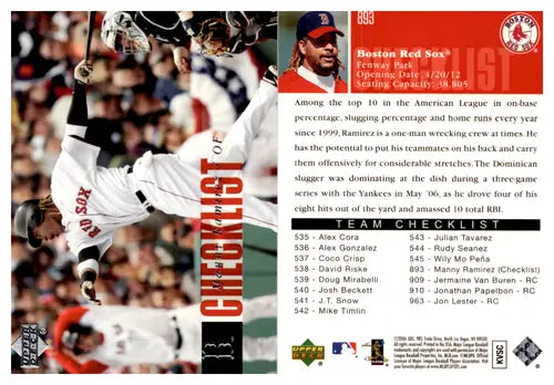 2006 Upper Deck #893 Manny Ramirez NM Near Mint Red Sox CL ID:45356 - Baseball Card Single