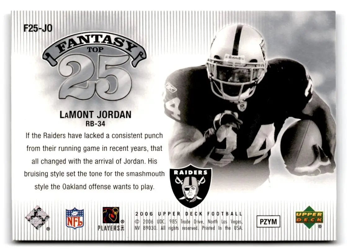 2006 Upper Deck #F25-JO LaMont Jordan Fantasy Top 25 - Football Card Single