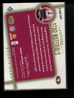 2006 Upper Deck Future Star Rookie Debut Michael Robinson #FSM-MR 8/125 Patch - Football Card Single
