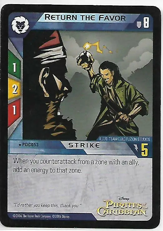 Pirates of the Caribbean trading card from 2006 Upper Deck TCG with original gloss