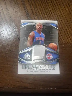 Chauncey Billups basketball card from 2007-08 SP Game Used Cut from the Cloth series
