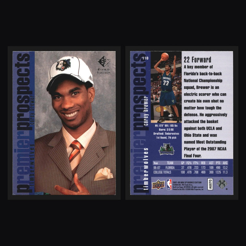 2007-08 SP Rookie Edition Corey Brewer #110 Premier Prospects RC - Basketball Card Single