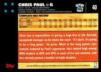 2007-08 Topps #40 Chris Paul - Basketball Card Single
