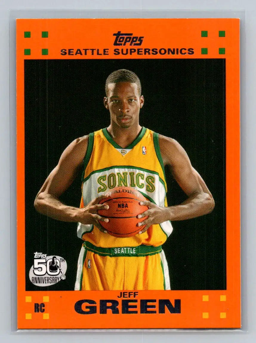 2007-08 Topps #5 Jeff Green Rookie Set Orange Seattle SuperSonics - Basketball Card Single