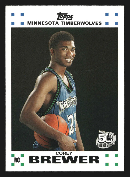 2007-08 Topps Rookie Card Corey Brewer #7 RC Minnesota Timberwolves - Basketball Card Single