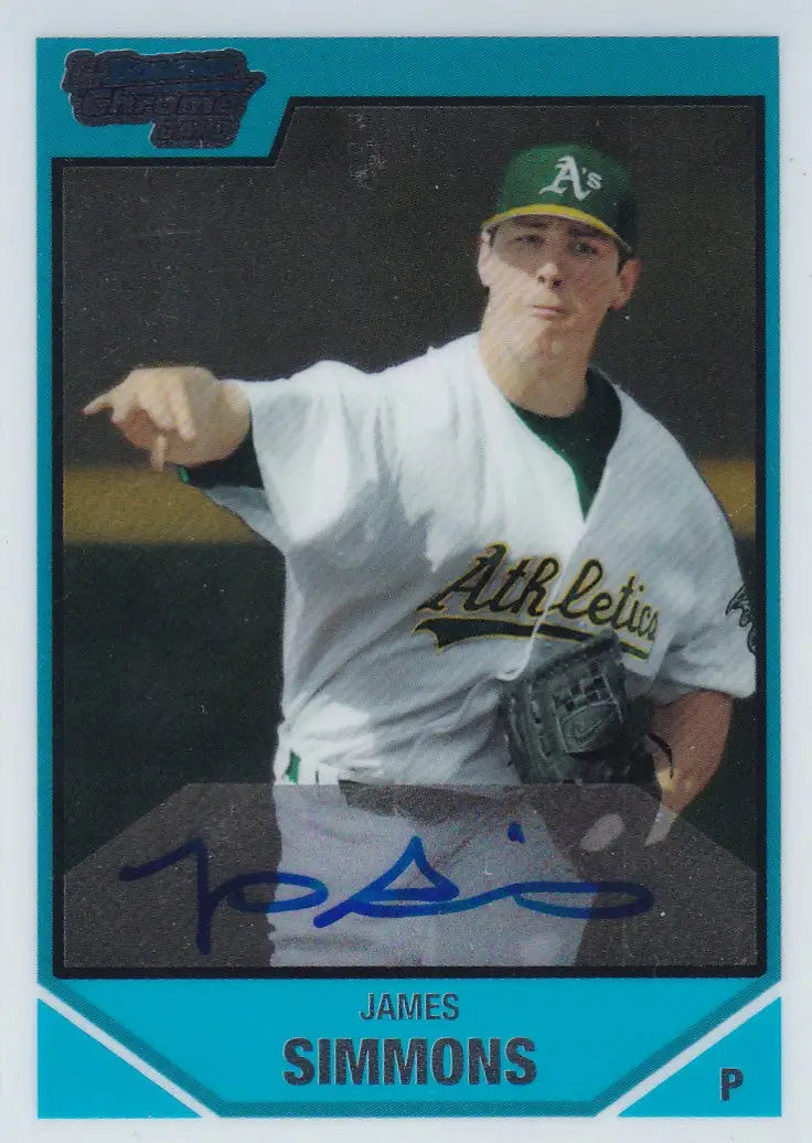 2007 BOWMAN CHROME #BDPP124 JAMES SIMMONS AUTO- OAKLAND ATHLETICS - Baseball Card Single