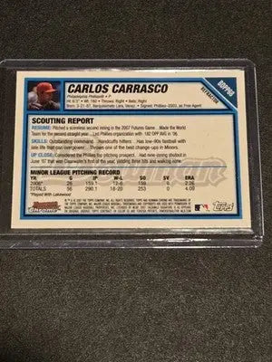 2007 Bowman Draft Picks & Prospects #BDPP68 Carlos Carrasco Chrome Prospects - Baseball Card Single