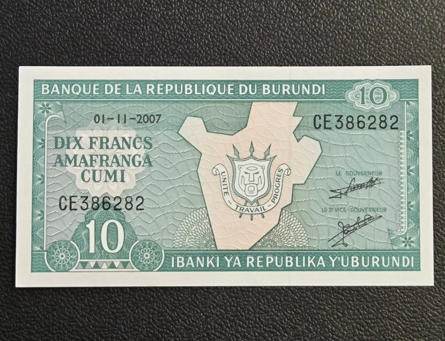 2007 Burundi 10 Francs Banknote UNC Uncirculated - P-38d African Currency - Coins & Currency