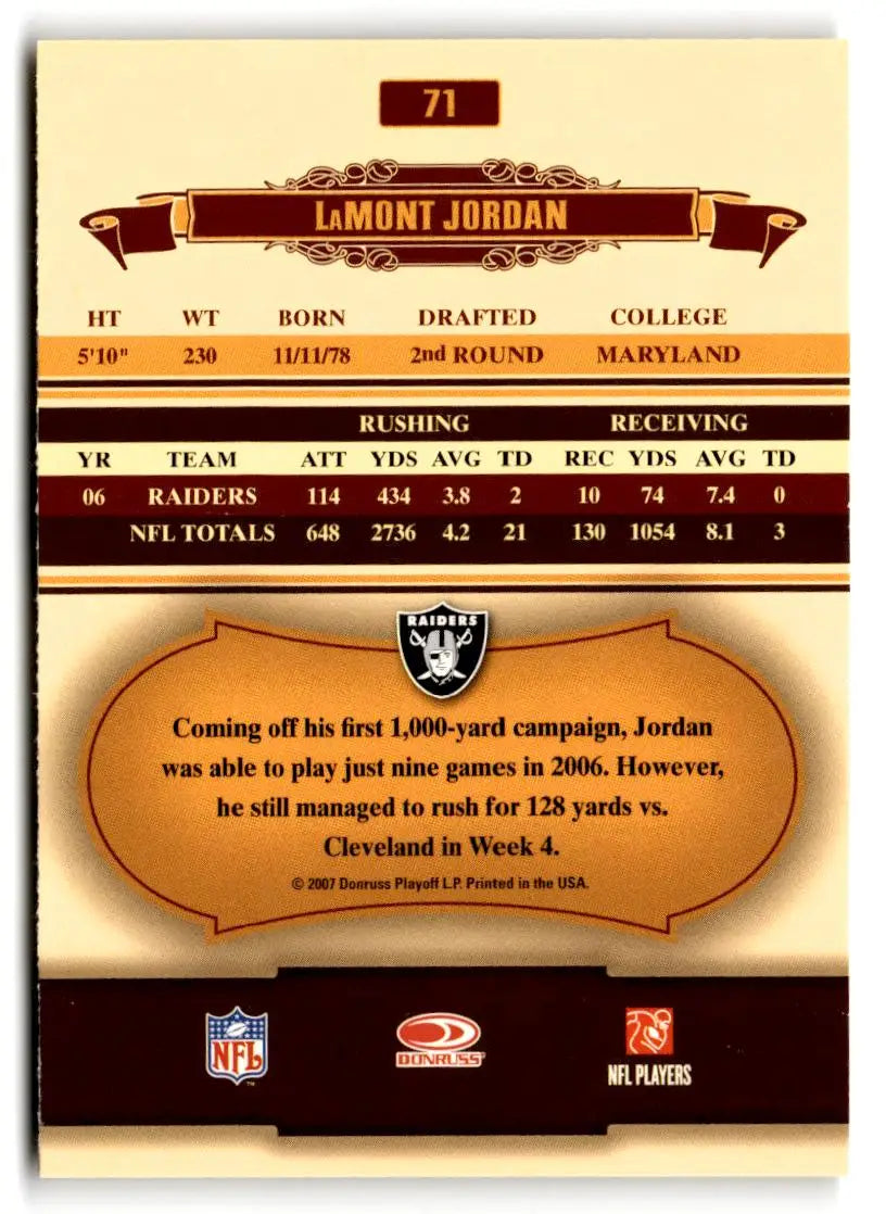 2007 Donruss Classics #71 LaMont Jordan - Football Card Single