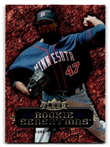 Minnesota Twins baseball card featuring Francisco Liriano from Fleer Rookie Sensations series