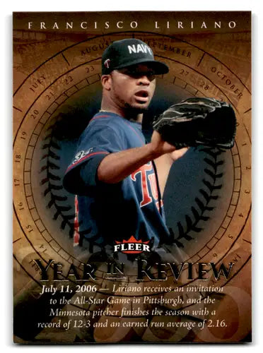 Fleer Year in Review Francisco Liriano baseball card with original gloss Minnesota Twins
