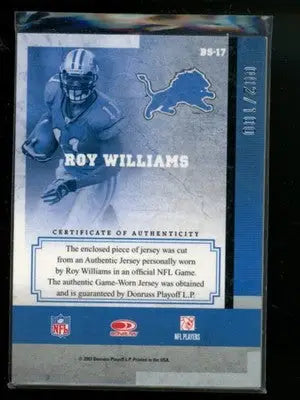 2007 Leaf Limited Banner Season Roy Williams #BS-17 Game-Worn Jersey 002/100 - Sports Memorabilia