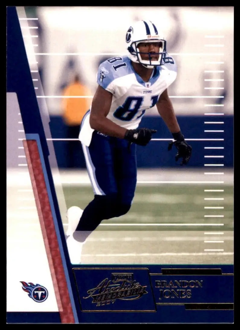 Blue and white football action card featuring Brandon Jones #133 Tennessee Titans