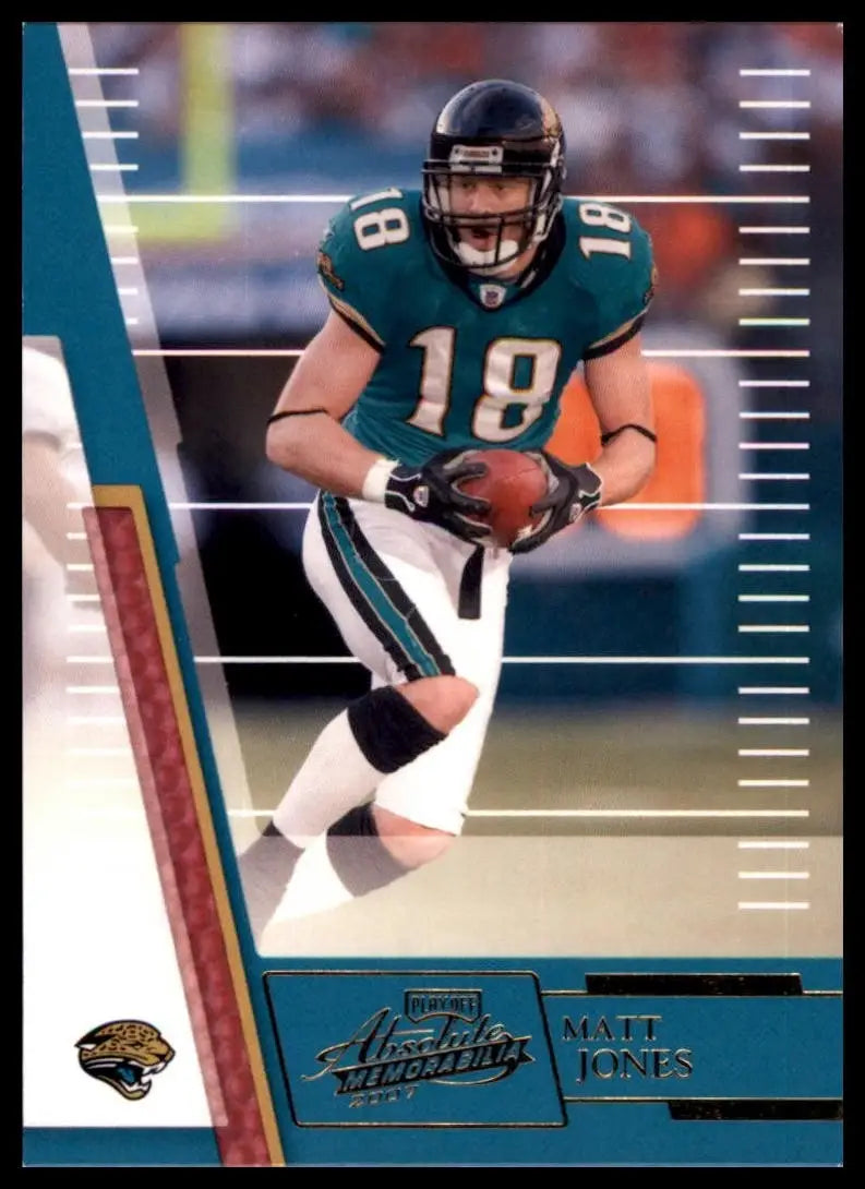 1980s-style football card featuring Matt Jones in black and white Jaguars uniform holding football