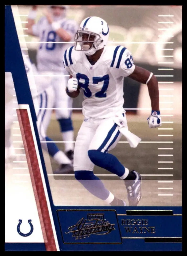 87 Indianapolis Colts football player action card from 2007 Playoff Absolute Memorabilia Reggie Wayne series