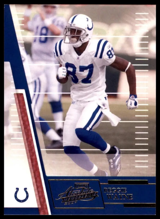 87 Indianapolis Colts football player action card from 2007 Playoff Absolute Memorabilia Reggie Wayne series