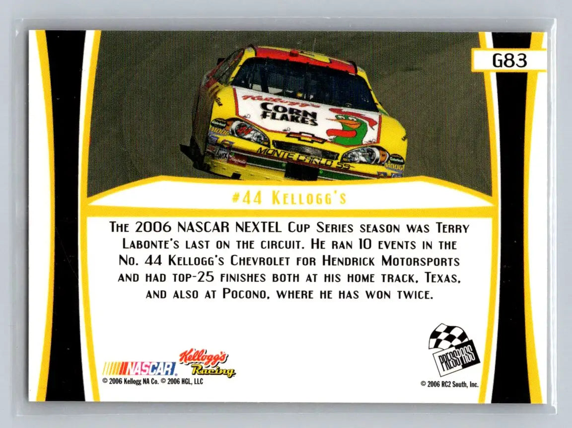2007 Press Pass #G83 #44 Kellogg’s Gold Hendrick Motorsports - Racing Card Single