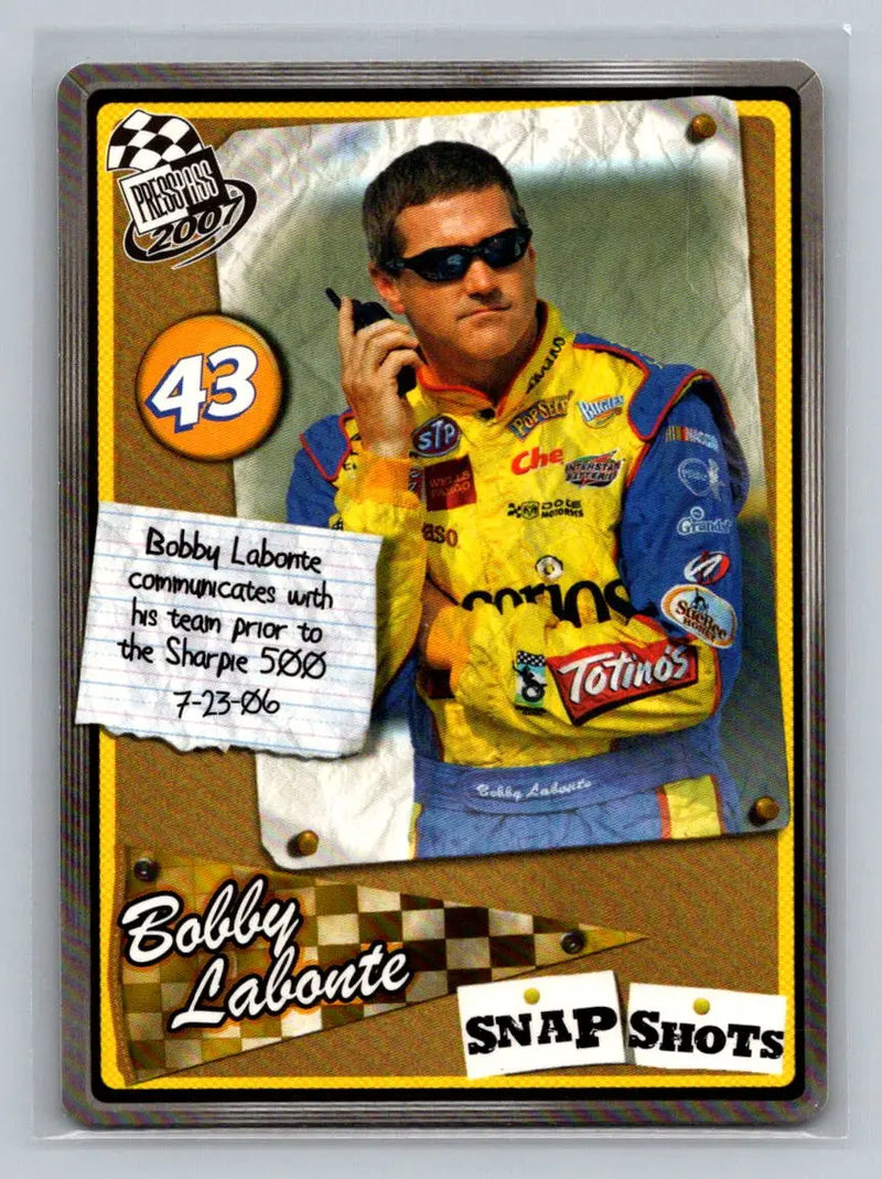 2007 Press Pass #SS 16 Bobby Labonte Snapshots Petty Enterprises - Racing Card Single