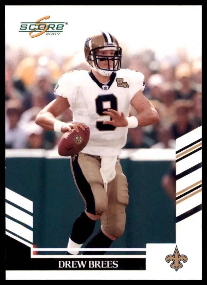 2007 Score Glossy Drew Brees football card featuring New Orleans Saints white jersey