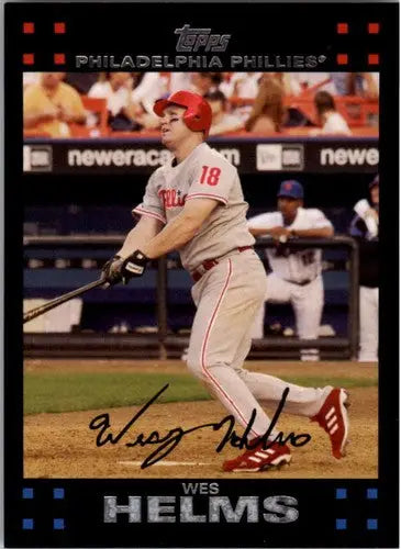 Wes Helms baseball card with original gloss from 2007 Topps NM-MT Phillies