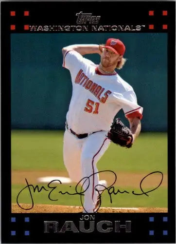 2007 Topps Jon Rauch baseball card featuring Nationals with original gloss and Simply Sandoval style