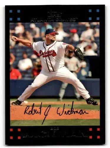Baseball card of Bob Wickman Atlanta Braves with original gloss from 2007 Topps