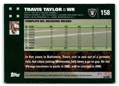 2007 Topps #158 Travis Taylor - Football Card Single