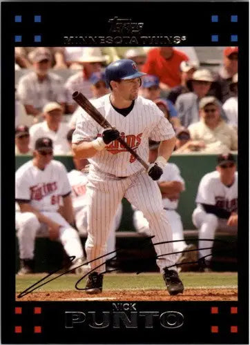 Original gloss of Nick Punto baseball card from 2007 Topps #171 featuring Nick Punto NMNT Twins