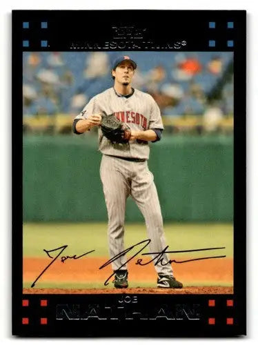 Original gloss Joe Nathan Minnesota Twins baseball card from 2007 Topps #179