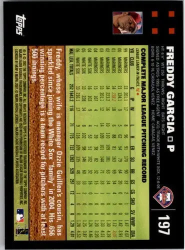 Original gloss Freddy Garcia baseball card 2007 Topps NM-MT White Sox ID:18015