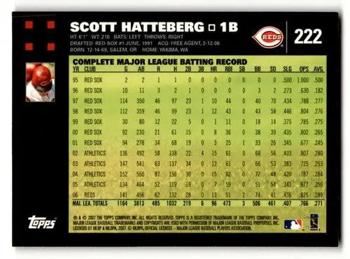 2007 Topps #222 Scott Hatteberg Cincinnati Reds Baseball Cards NM Ne ID:53872 - Baseball Card Single