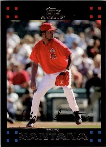 Original gloss Ervin Santana baseball card 2007 Topps #33 NM-MT Angels ID 5289