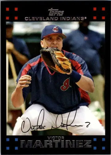 Original gloss Victor Martinez NMMT baseball card from 2007 Topps #434 featuring Victor Martinez