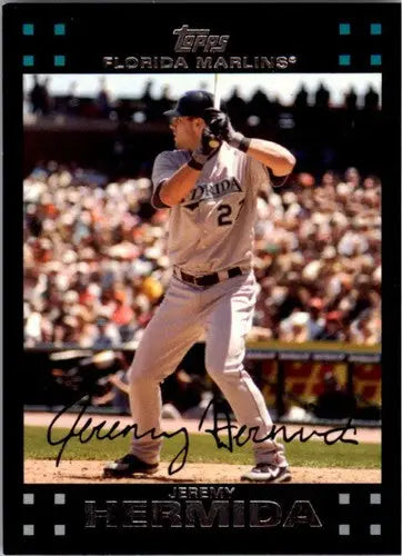 Original gloss Jeremy Hermida NMMT baseball card 2007 Topps Marlins ID 9046