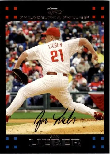 Jon Lieber baseball card with original gloss from 2007 Topps #535 NMMT Phillies