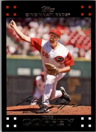 Original gloss Todd Coffey baseball card 2007 Topps #58 NM-MT Reds ID 5295