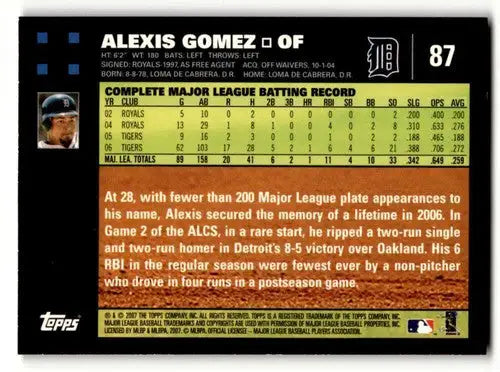 2007 Topps #87 Alexis Gomez Detroit Tigers Baseball Cards NM Near Mi ID:53876 - Baseball Card Single