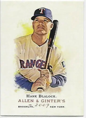 Original gloss of 2007 Topps Allen and Ginter Hank Blalock baseball card featuring Rangers
