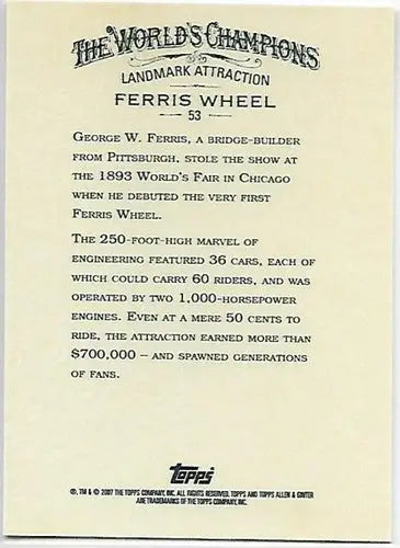 Ferris Wheel trading card from 2007 Topps Allen and Ginter with original gloss