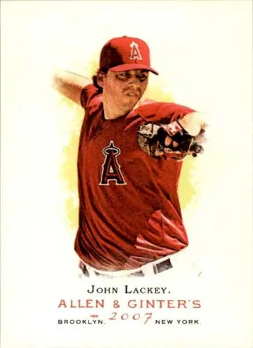 Original gloss baseball card of John Lackey from 2007 Topps Allen and Ginter series