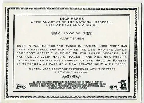 2007 Topps Allen and Ginter Dick Perez Sketches #13 Mark Teahen NM-MT Royals - Baseball Card Single
