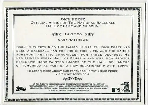 2007 Topps Allen and Ginter Dick Perez Sketches #14 Gary Matthews NM-MT Angels - Baseball Card Single