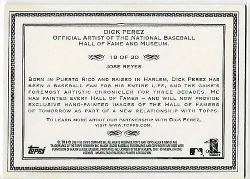 2007 Topps Allen and Ginter Dick Perez Sketches #18 Jose Reyes NM-MT Mets - Baseball Card Single