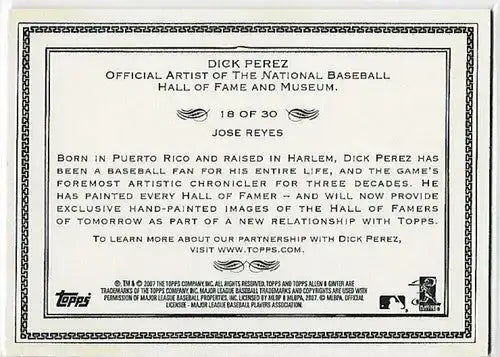 2007 Topps Allen and Ginter Dick Perez Sketches #18 Jose Reyes NM-MT Mets - Baseball Card Single
