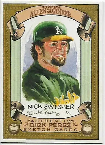2007 Topps Allen and Ginter Dick Perez Sketches #20 Nick Swisher NM-MT Athletics - Baseball Card Single