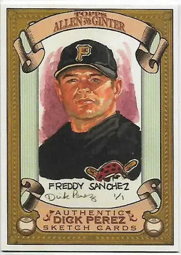 2007 Topps Allen and Ginter Dick Perez Sketches #22 Freddy Sanchez NM-MT Pirates - Baseball Card Single