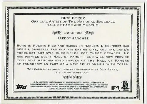 2007 Topps Allen and Ginter Dick Perez Sketches #22 Freddy Sanchez NM-MT Pirates - Baseball Card Single