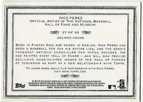 2007 Topps Allen and Ginter Dick Perez Sketches #27 Delmon Young NM-MT Devil Ray - Baseball Card Single
