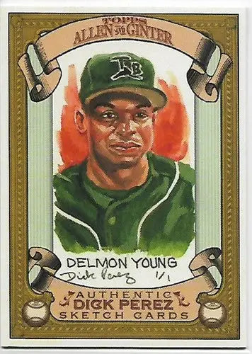 2007 Topps Allen and Ginter Dick Perez Sketches #27 Delmon Young NM-MT Devil Ray - Baseball Card Single