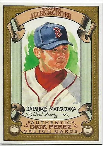 2007 Topps Allen and Ginter Dick Perez Sketches #4 Daisuke Matsuzaka NM-MT Red S - Baseball Card Single